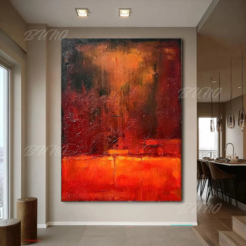 Large Red Impasto Painting