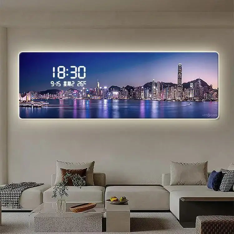 Night Skyline Clock Art