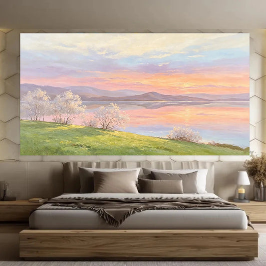 Pastel Sunset Lake Painting