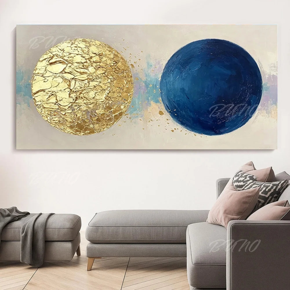 Blue Gold Foil Painting