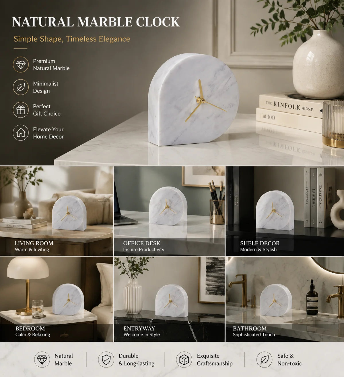 Stone Mantel Clock