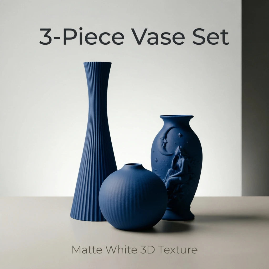 Matte 3D Vase Trio