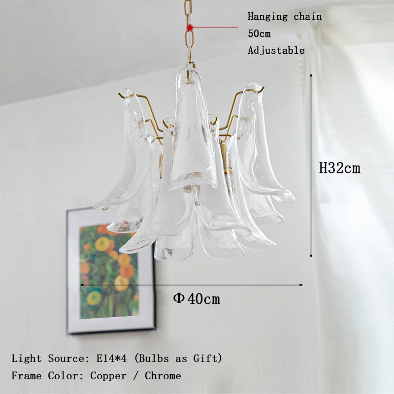 White Petal Glass Chandelier