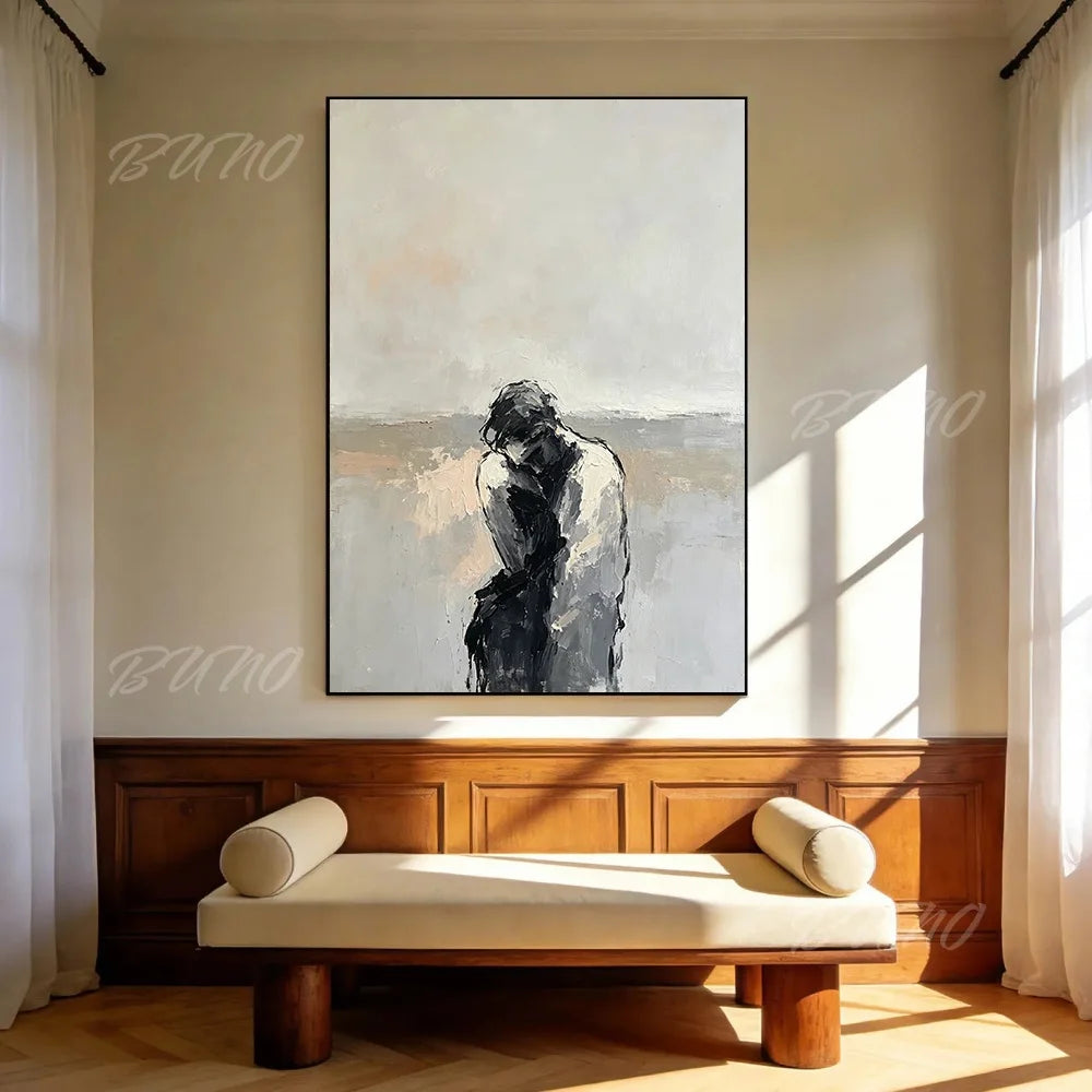 Black White Lovers Painting