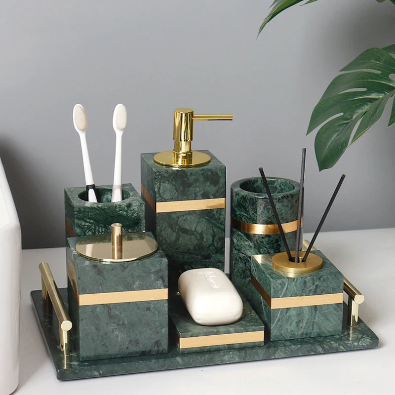 Indian Green Natural Marble Bathroom Set