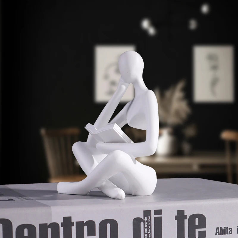Abstract Little Man Reading Book Sculpture