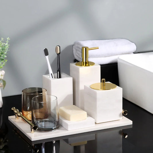 White Volakas Bath Set