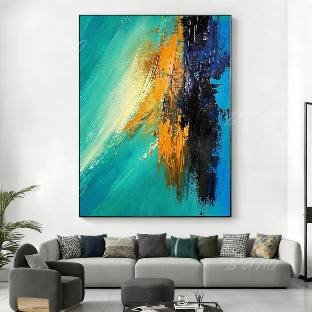 Blue Gold Urban Abstract Art