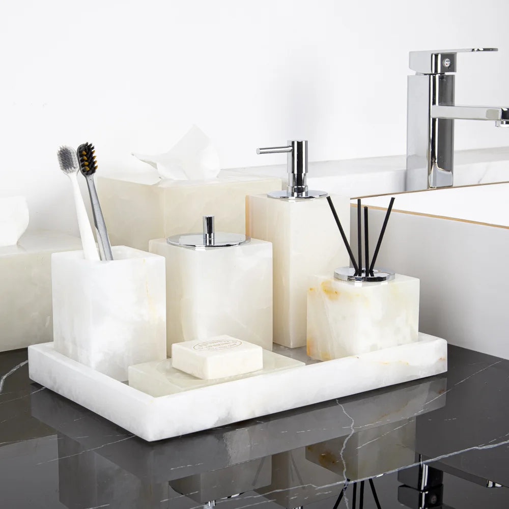 White Onyx Vanity Set