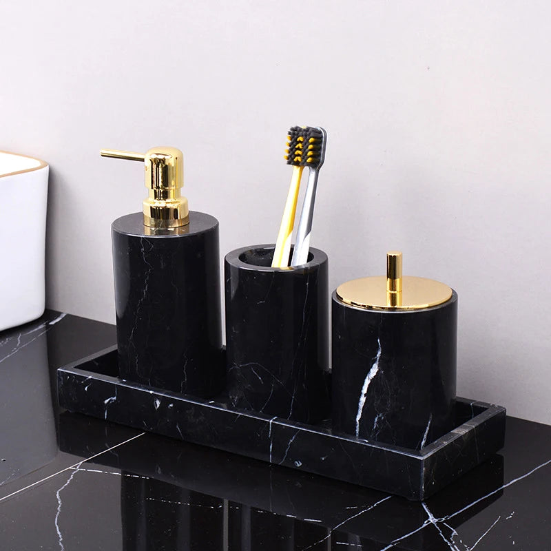 Nero Marquina Marble Bath Set