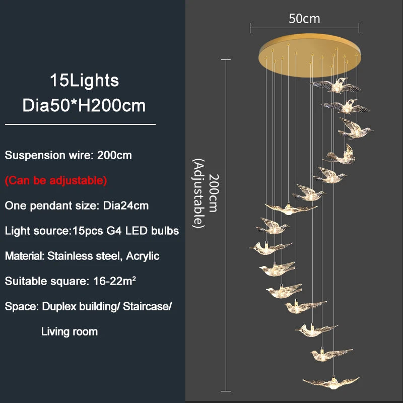 Bird Design LED Chandelier