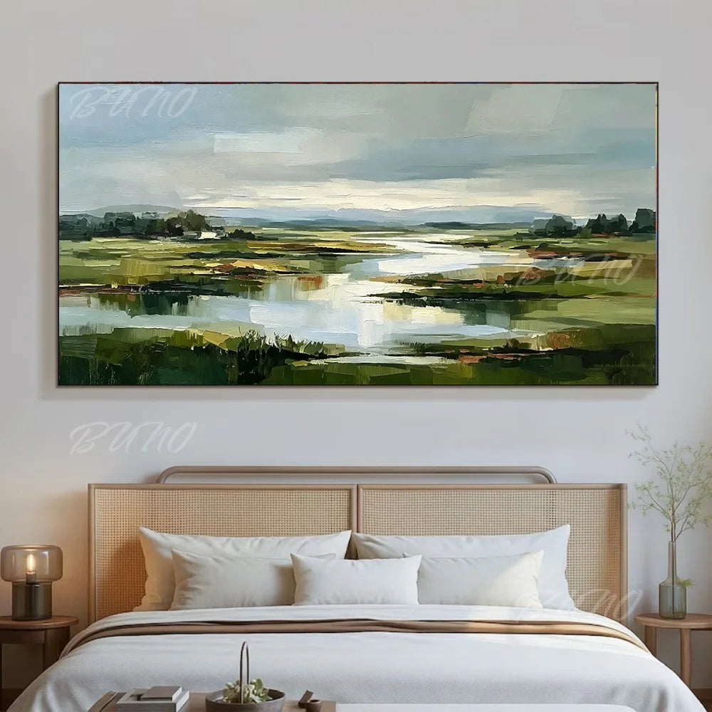 Green Wetland River Art