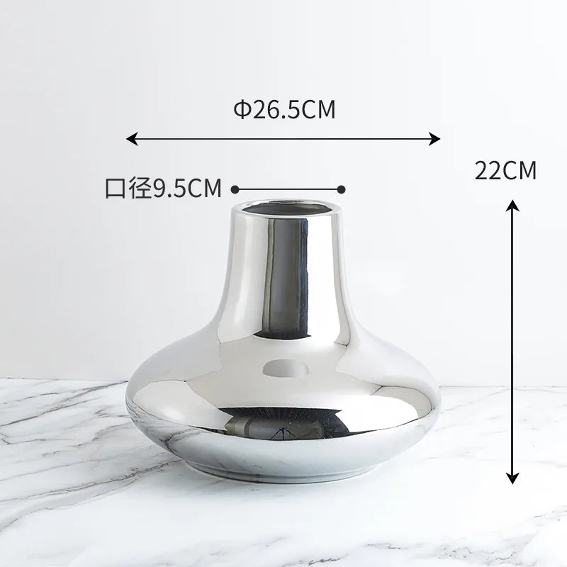 Silver Cone Ceramic Vase