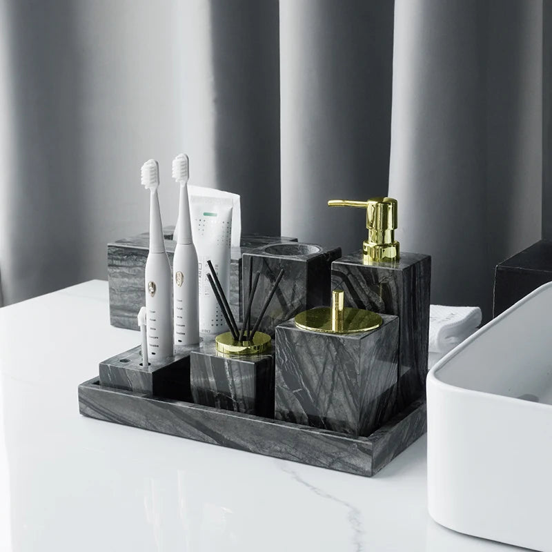 Tree Black Natural Marble Set