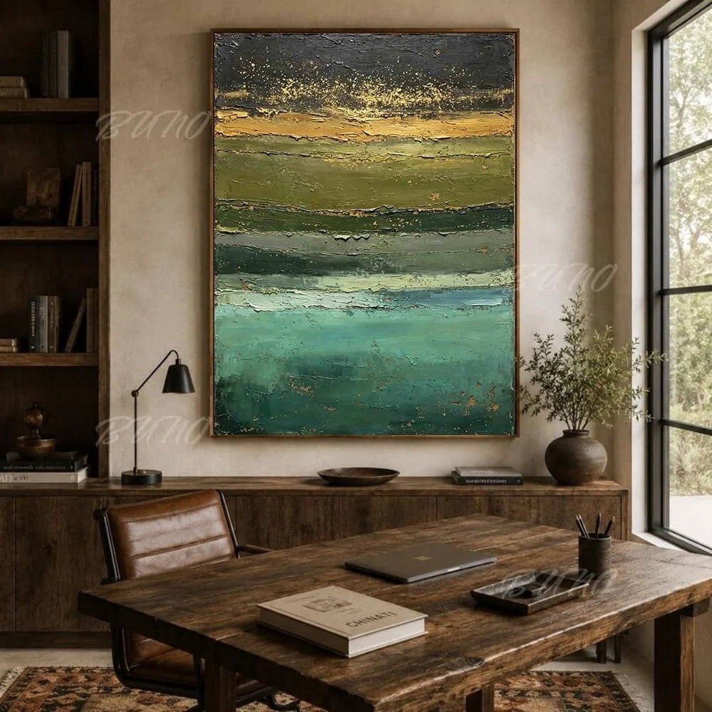 Gold and Green Canvas Art