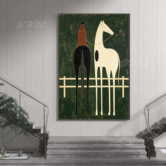 Vintage Horse Rider Painting