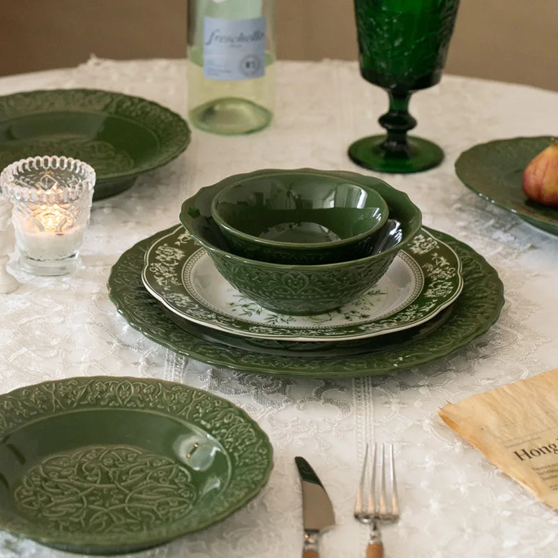 Emerald Embossed Dinner Set