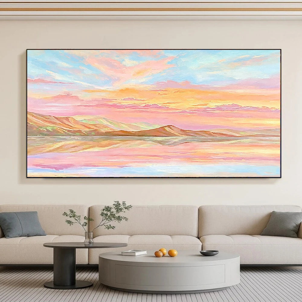Pastel Sunset Lake Painting