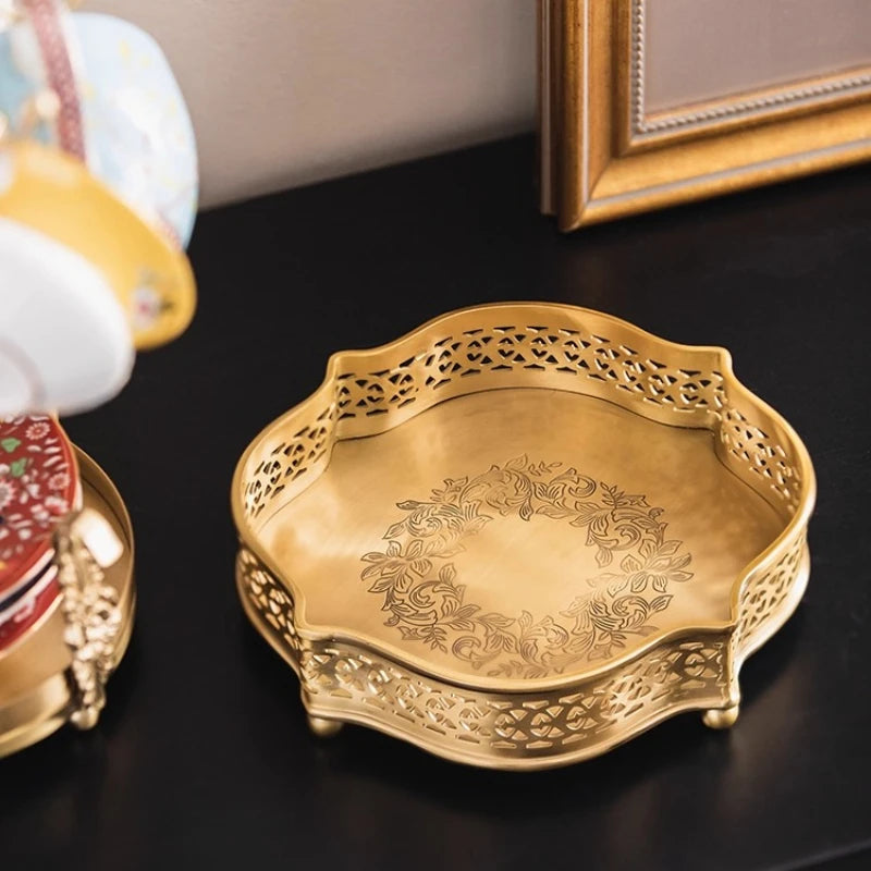 European Brass Tea Table Storage