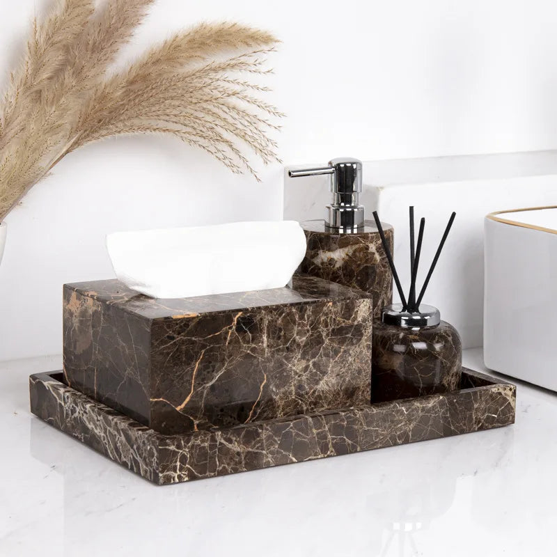 Marble Bath Accessories Set