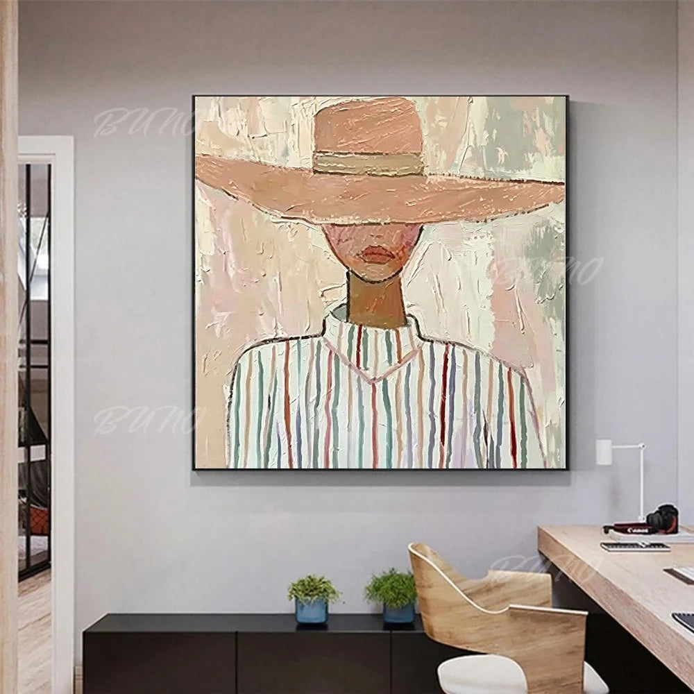 Woman with Hat Painting