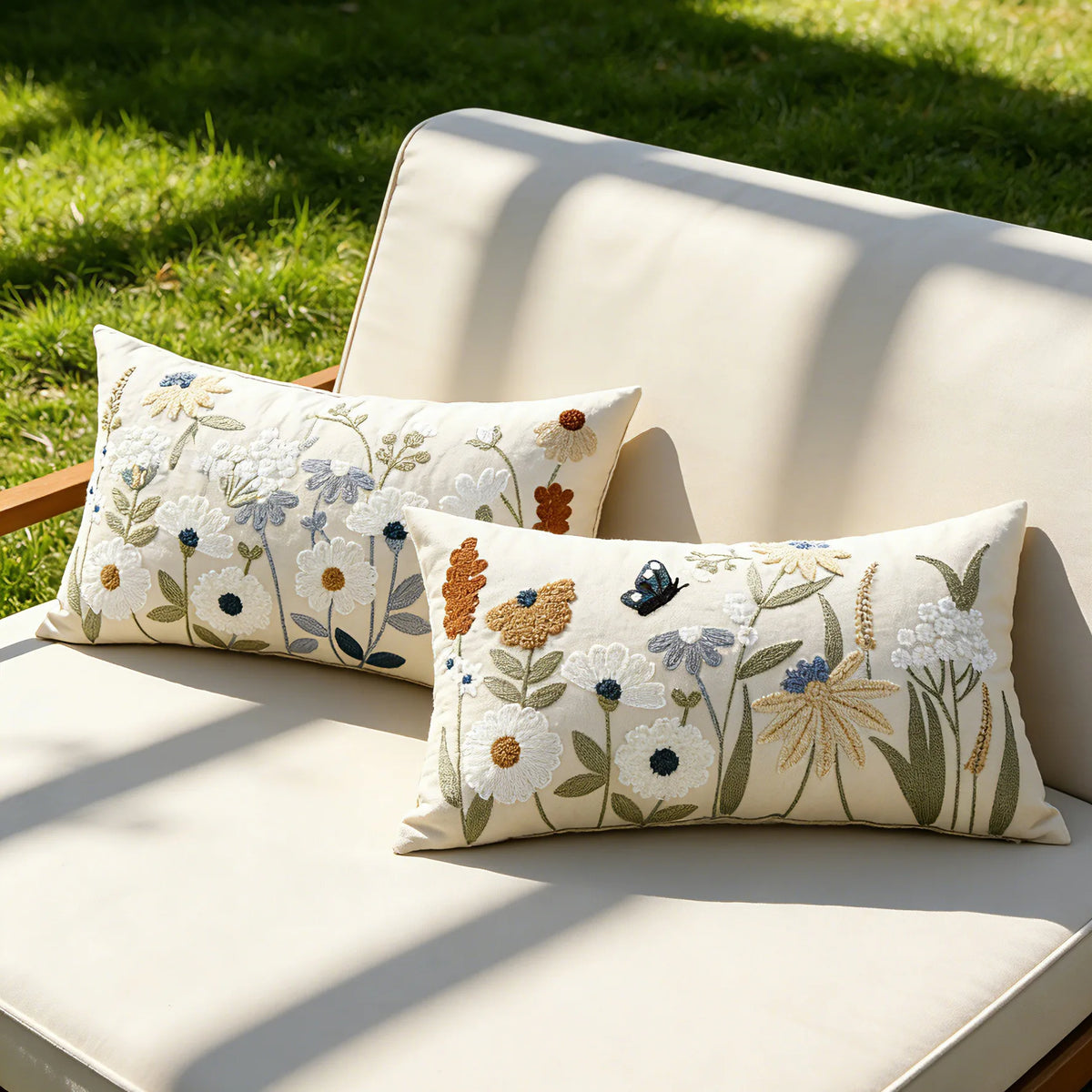 Floral Embroidered Cushion Cover
