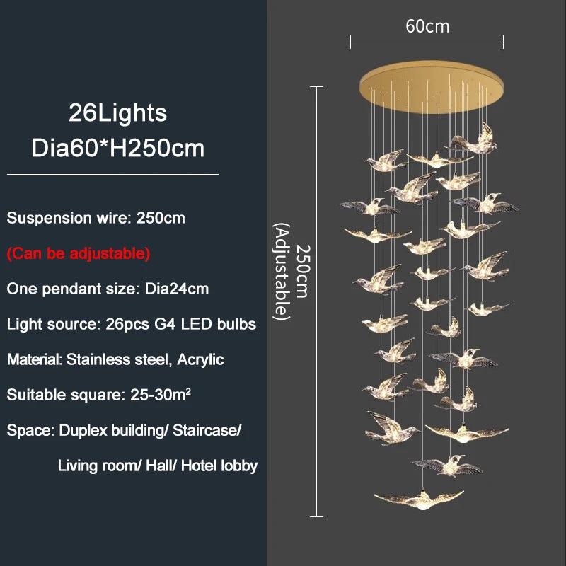 Bird Design LED Chandelier