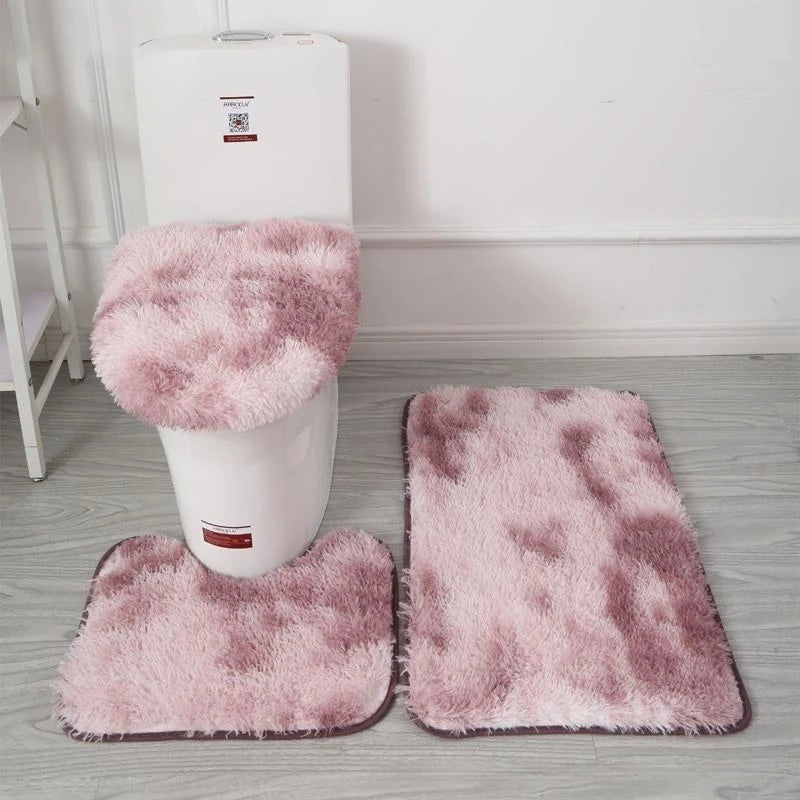 Tie-Dye Shaggy Bath Mat Set