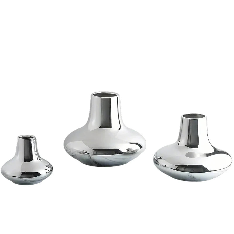 Silver Cone Ceramic Vase