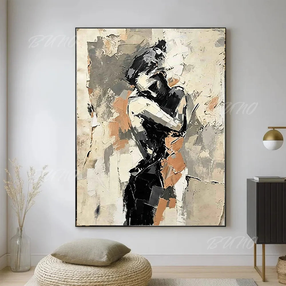 Black White Lovers Painting
