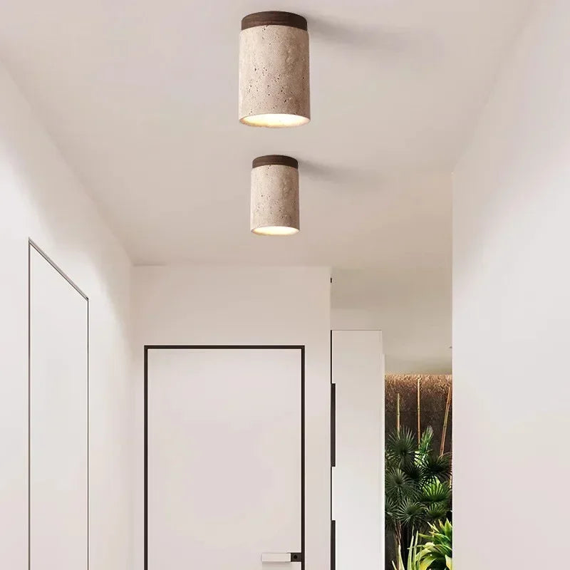 Wabi-Sabi Travertine Ceiling Lamp