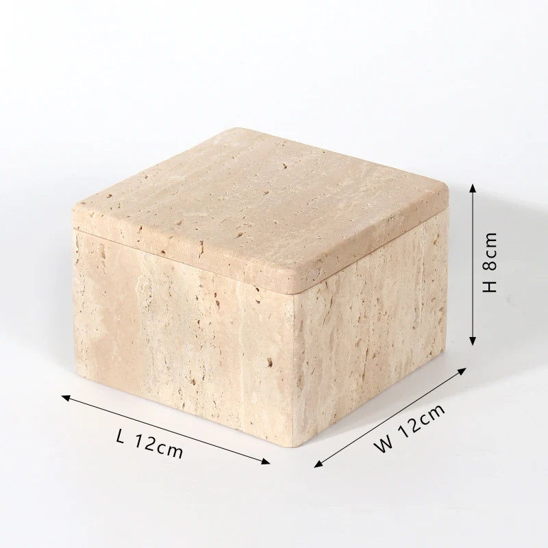 Decorative Travertine Storage Box