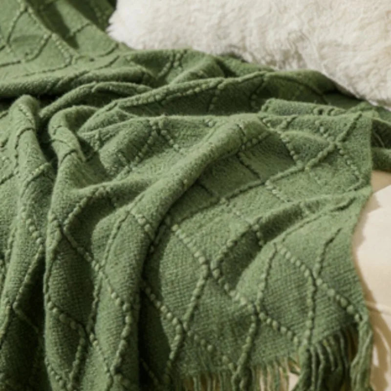 Army Green Knitted Throw