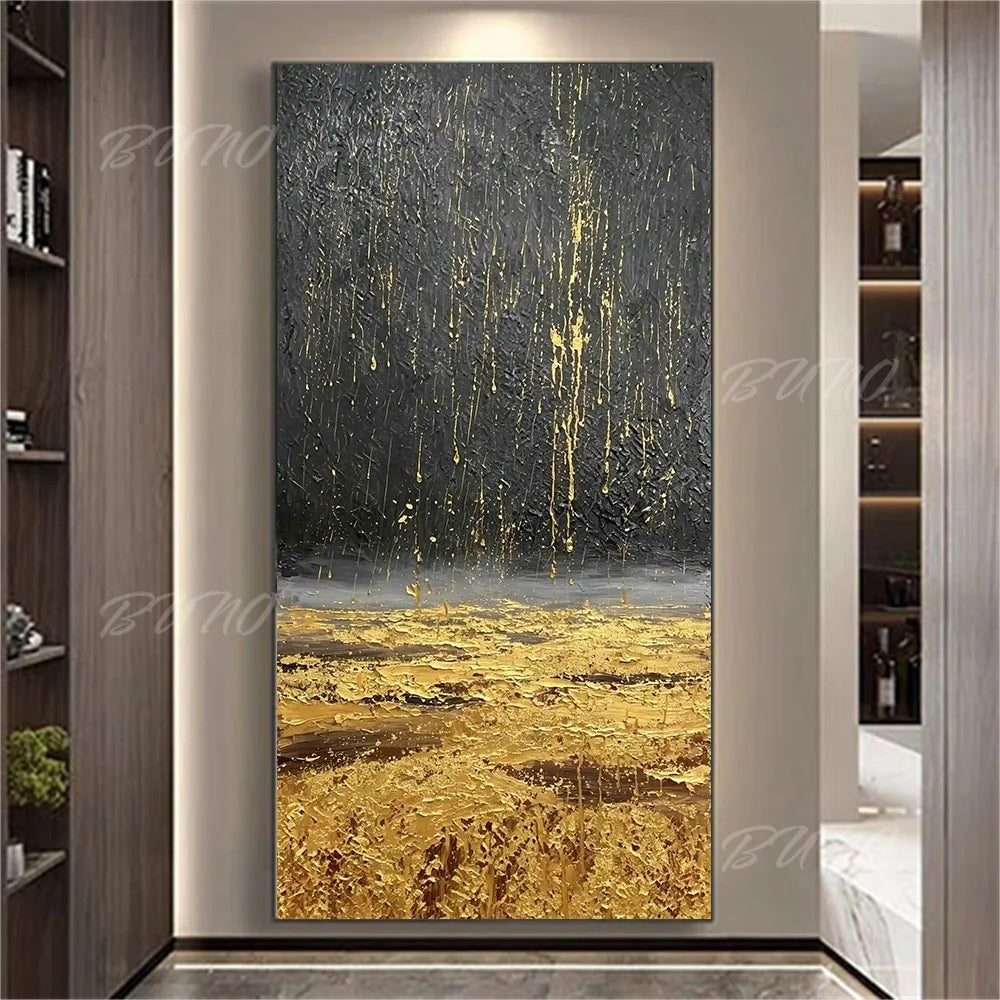 Black Gold Foil Painting
