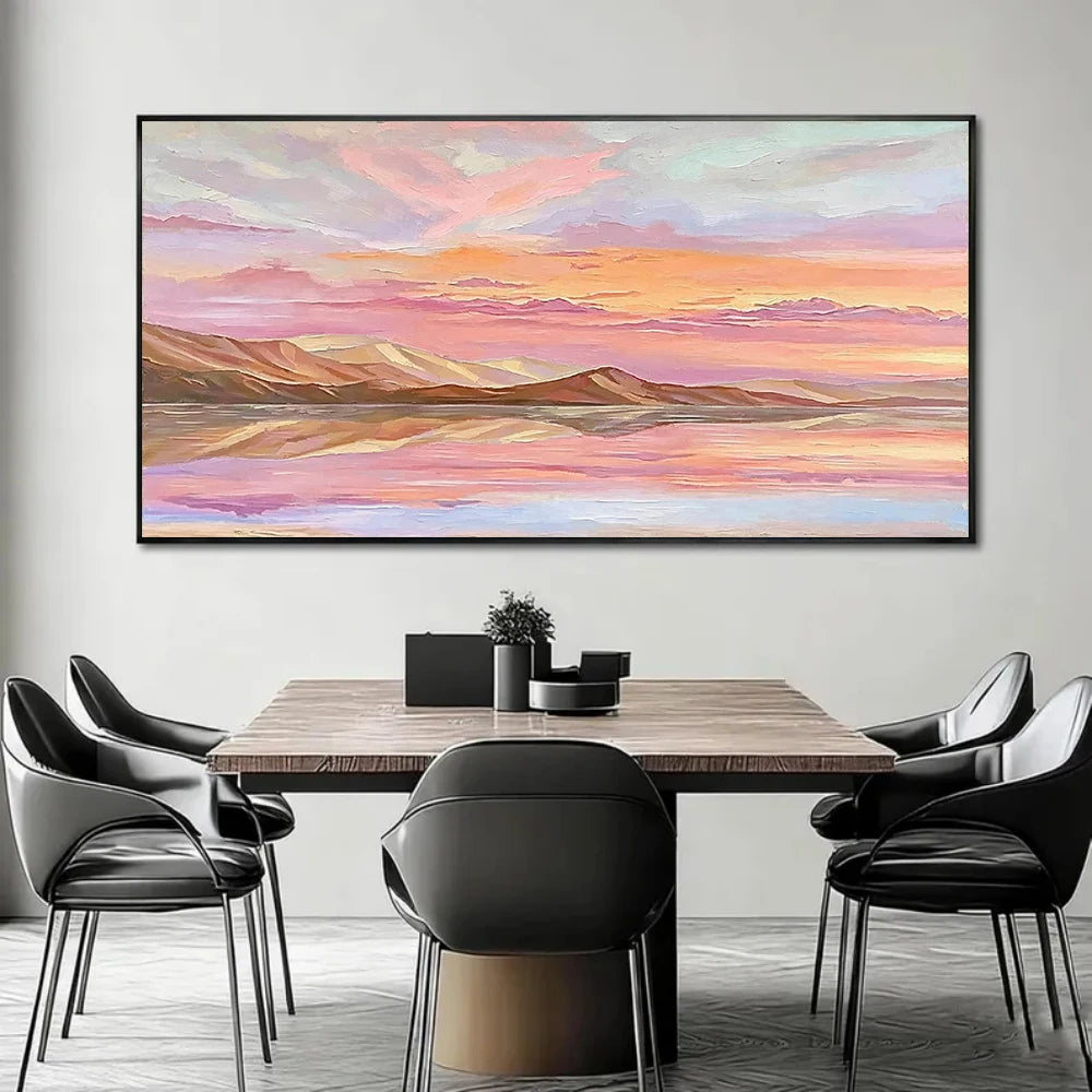 Pastel Sunset Lake Painting