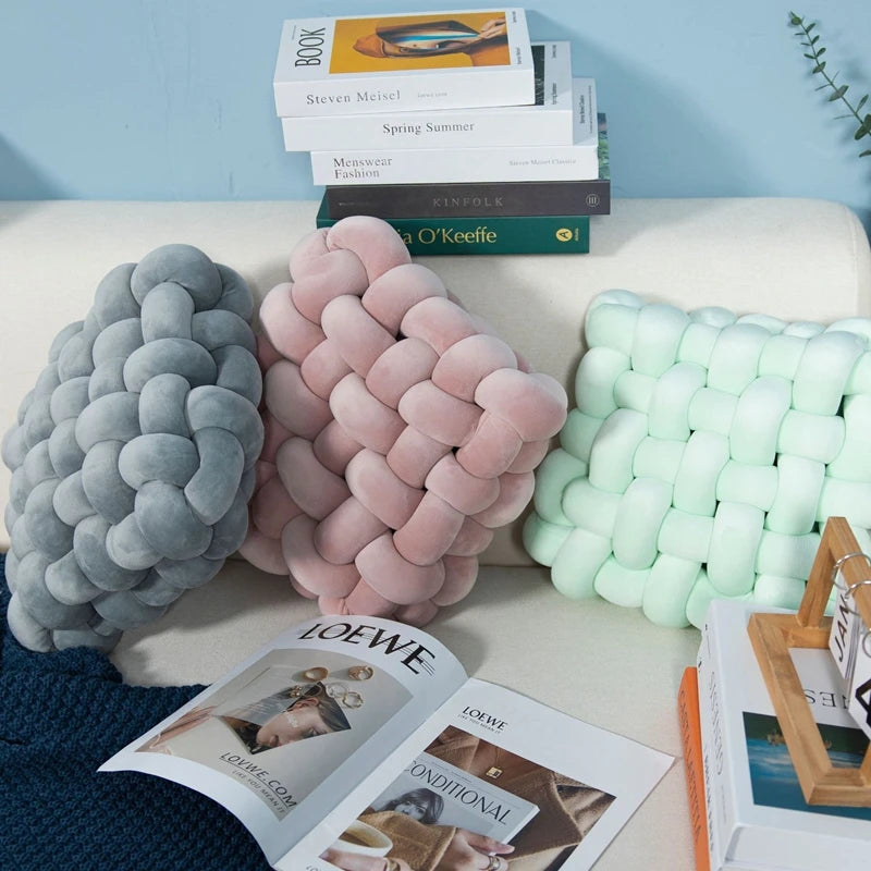 Green Knotted Plush Cushion