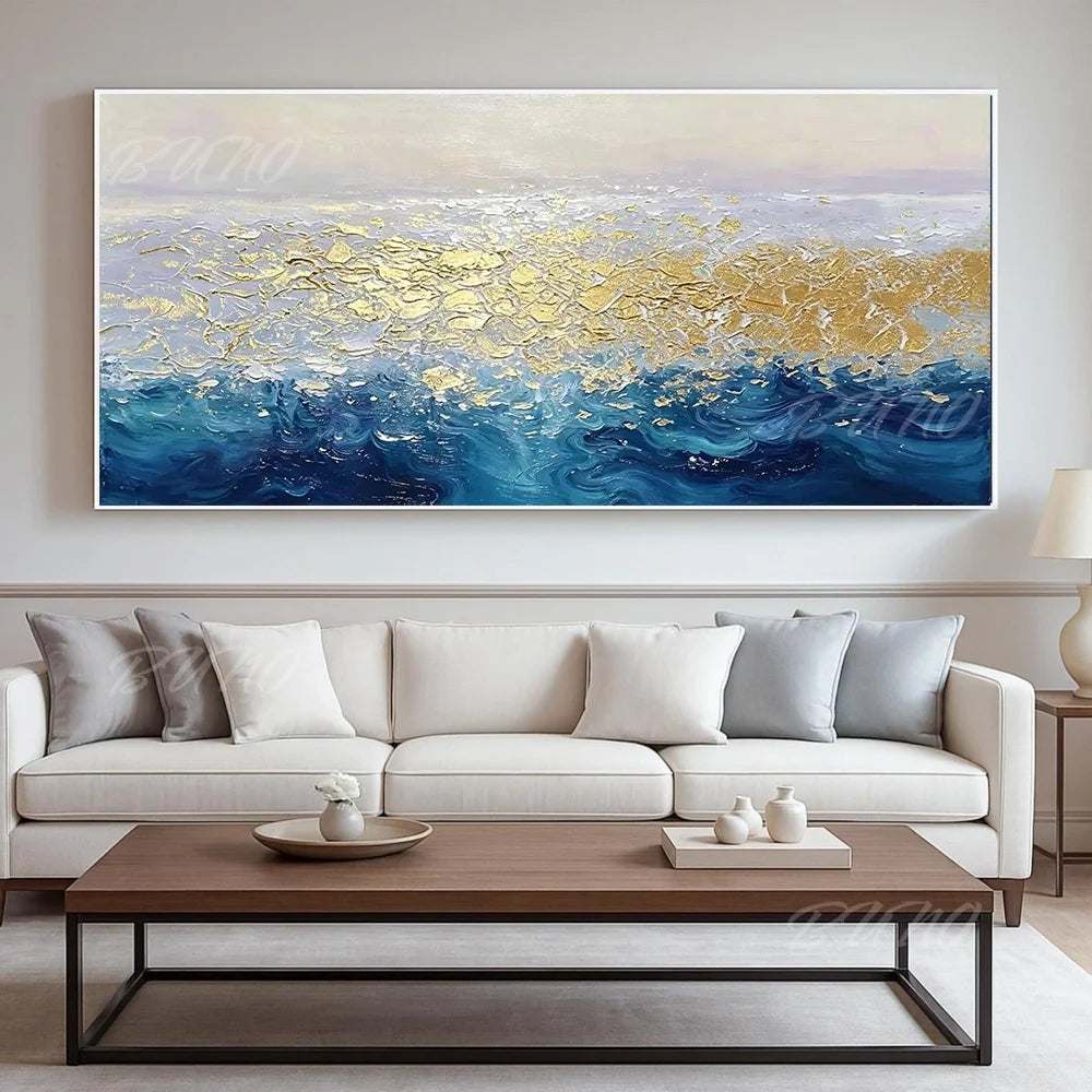 Blue Gold Foil Painting