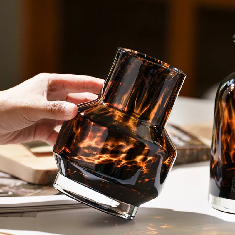 High-grade Leopard Vase Glass Flower