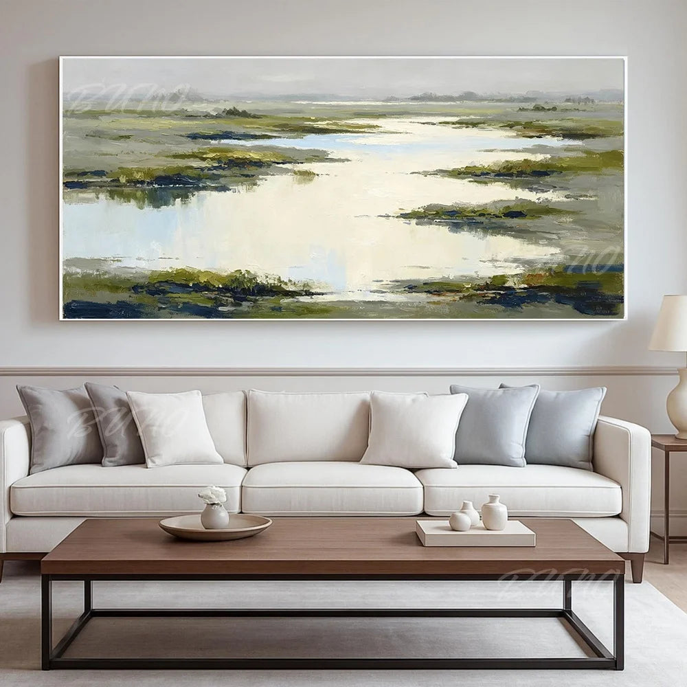 Green Wetland River Art