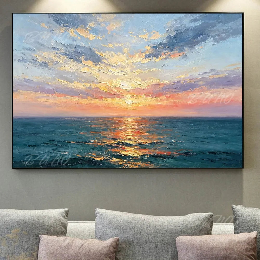 Gold Textured Seascape Art