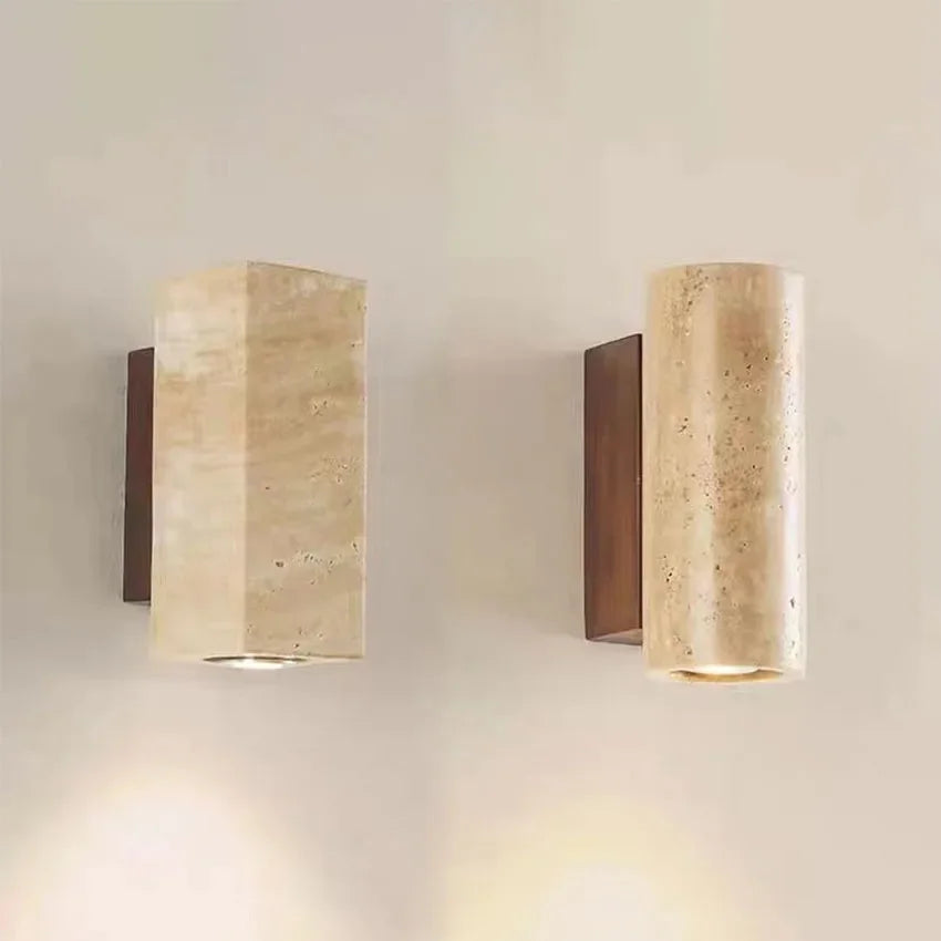 Wabi-Sabi Travertine Wall Lamp