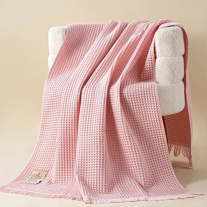 Green Waffle Bath Towel