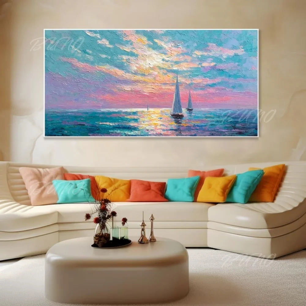 Golden Sunset Ocean Painting