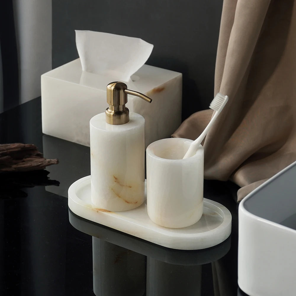 White Onyx Marble Bath Trio