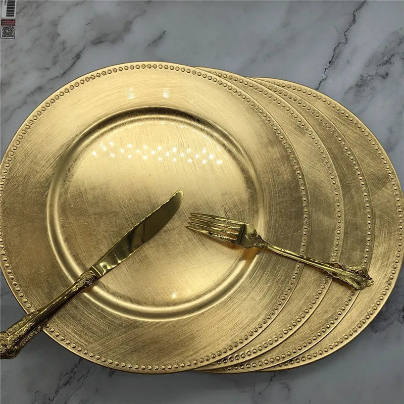 Dinner Gold Plastic Beaded Charger
