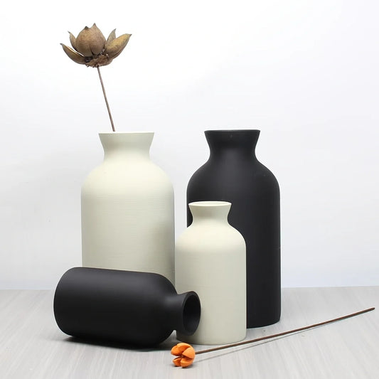 Black Bohemian Vase Pair