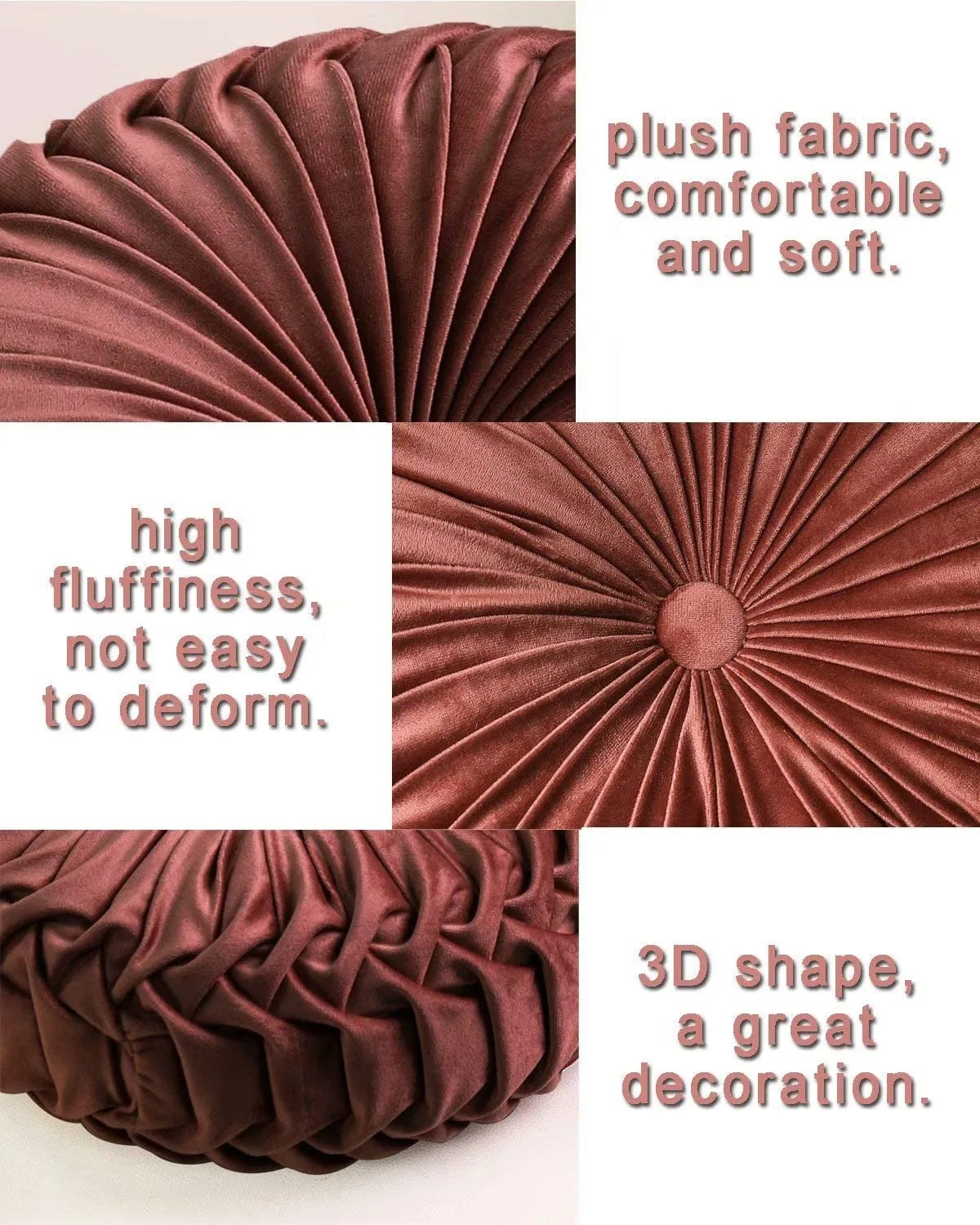 Pleated Velvet Round Cushion