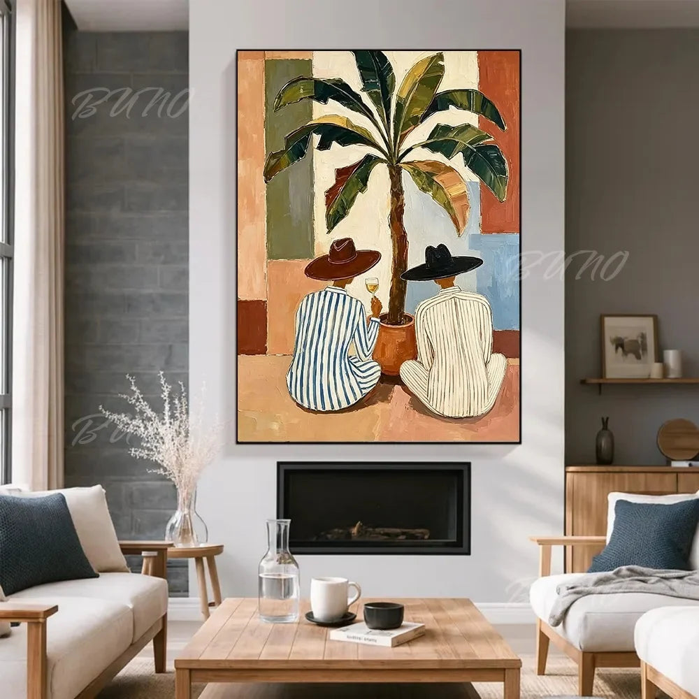 Mid-Century Tropical Palm Art