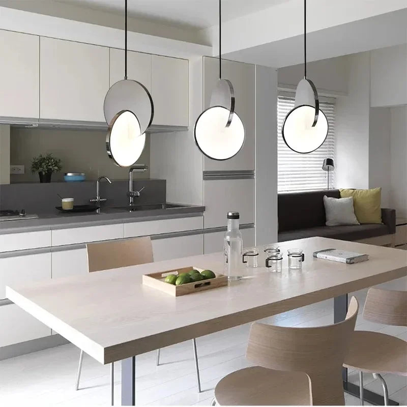 Minimalist Gold Silver Geometric LED Pendant