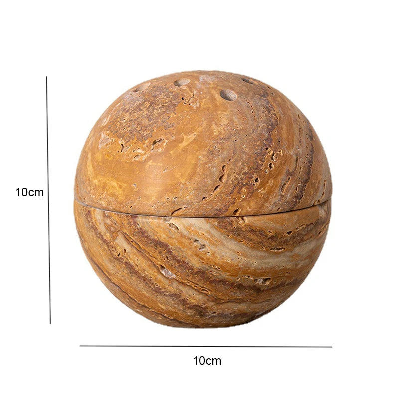 Beige Brown Travertine Marble Incense Burner